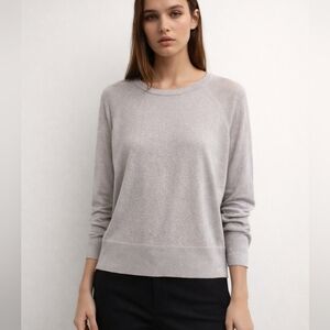 Zara Grey Metallic Knit Long Sleeve Top